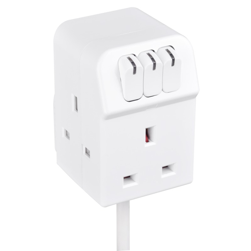 3 Scoket 2 meter extension with individual button